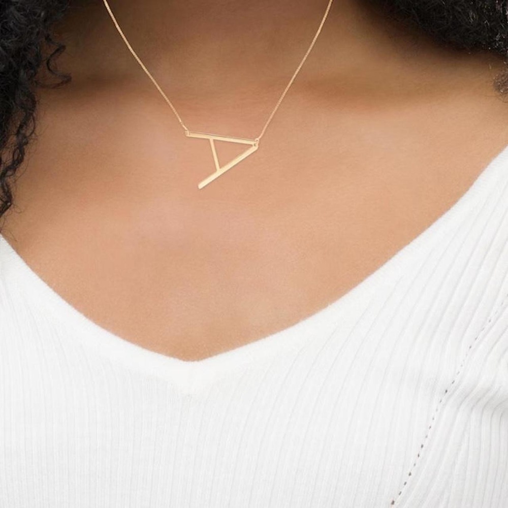 monogram letter A necklace jewelry sideways for names that start with letter “A”